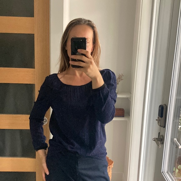 *last call* BA&SH navy tweed blouse - Picture 1 of 10